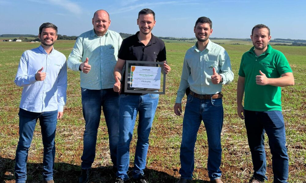 O grande campeão sequeiro, Ronei Gaviraghi, de Mangueirinha, que alcançou a marca de 270 sacas por hectares